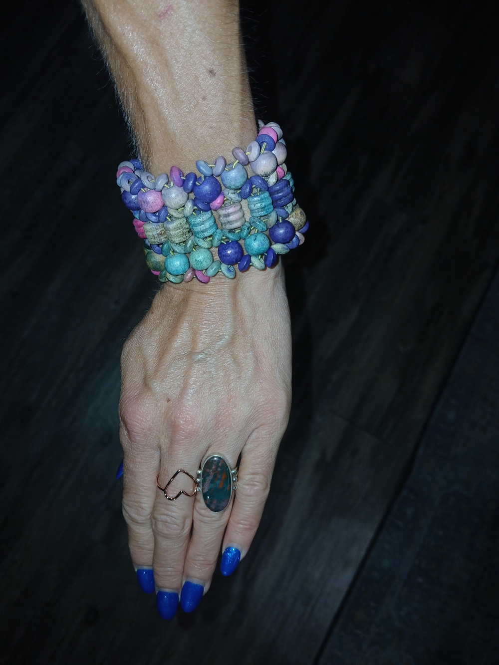Colorful Folk Handmade Wooden Beaded Stretch Bracelet